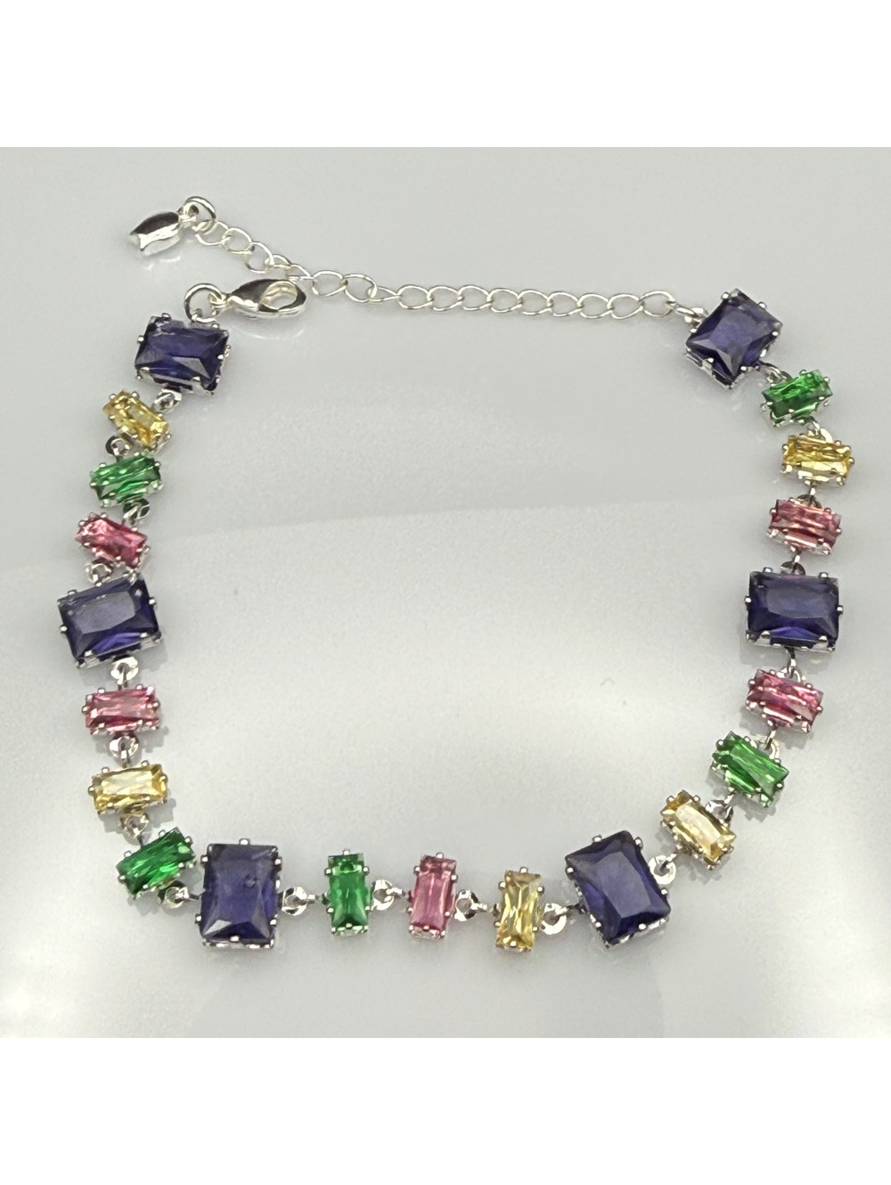 candy+clover dopamine candy rainbow silver tone adjustable bracelet